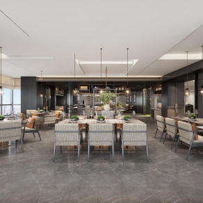 现代全日制餐厅3D模型下载